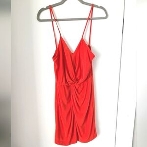 Urban Outfitters Twist-Front V-neck Bright Red Mini Dress